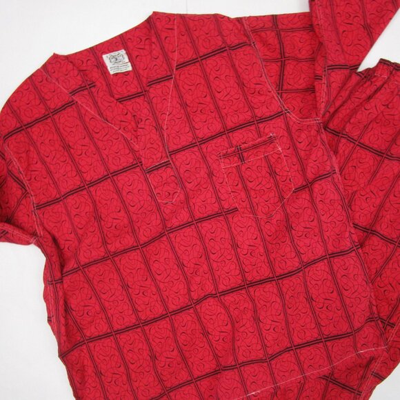 Mens 60s Pajama Set Pullover Shirt Elastic Pant Mid Century Tiki Rockabilly - Picture 2 of 16